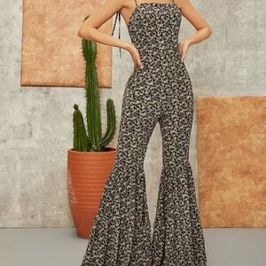 Chic Black Floral Jumpsuit